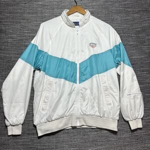 Duckster Pro Group Jacket Men's M White Windbreaker Zip Lake San Marcos Golf VTG